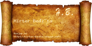 Hirter Beáta névjegykártya